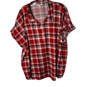 Red plaid cowgirl shirt,Women 3X top,cottage core  , country vibe, rodeo.NWOT,EC